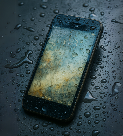 Celular danificado por água.